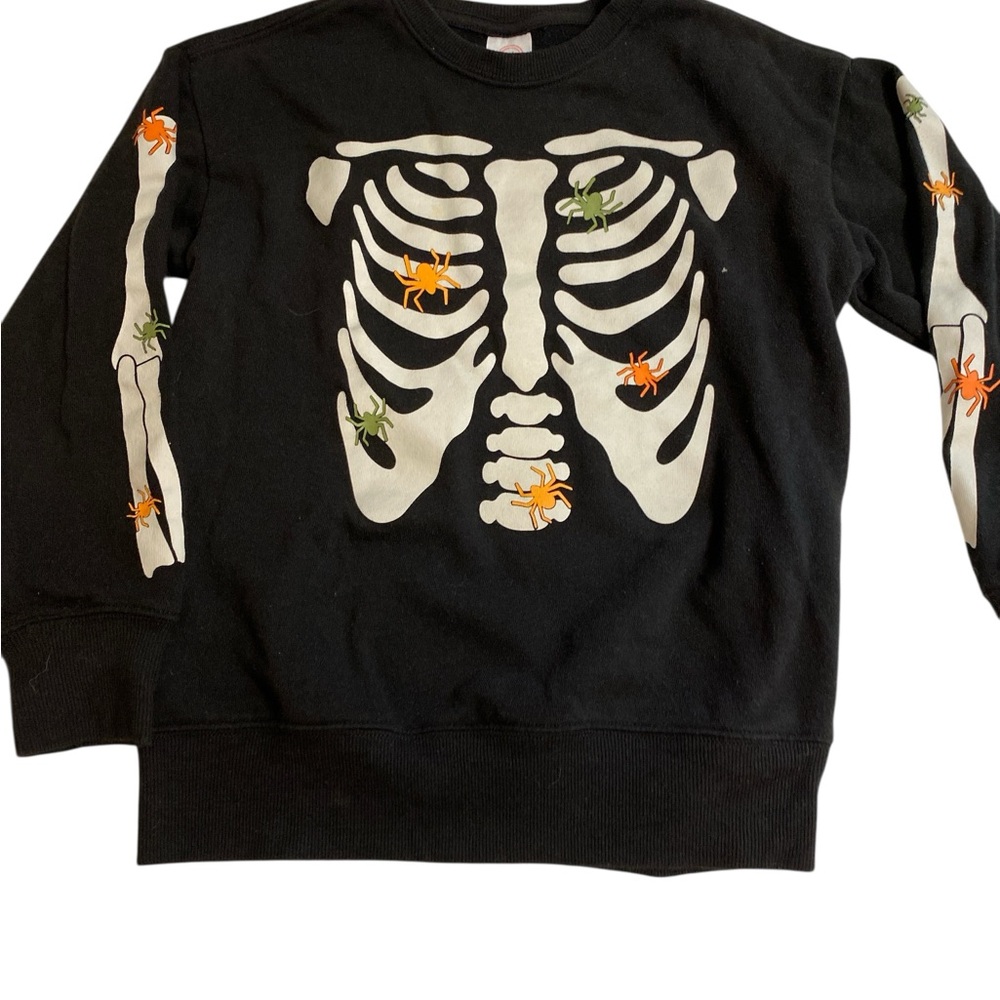 Wonder Nation Black Sweatshirt with Skeleton and Spider Design sz 8